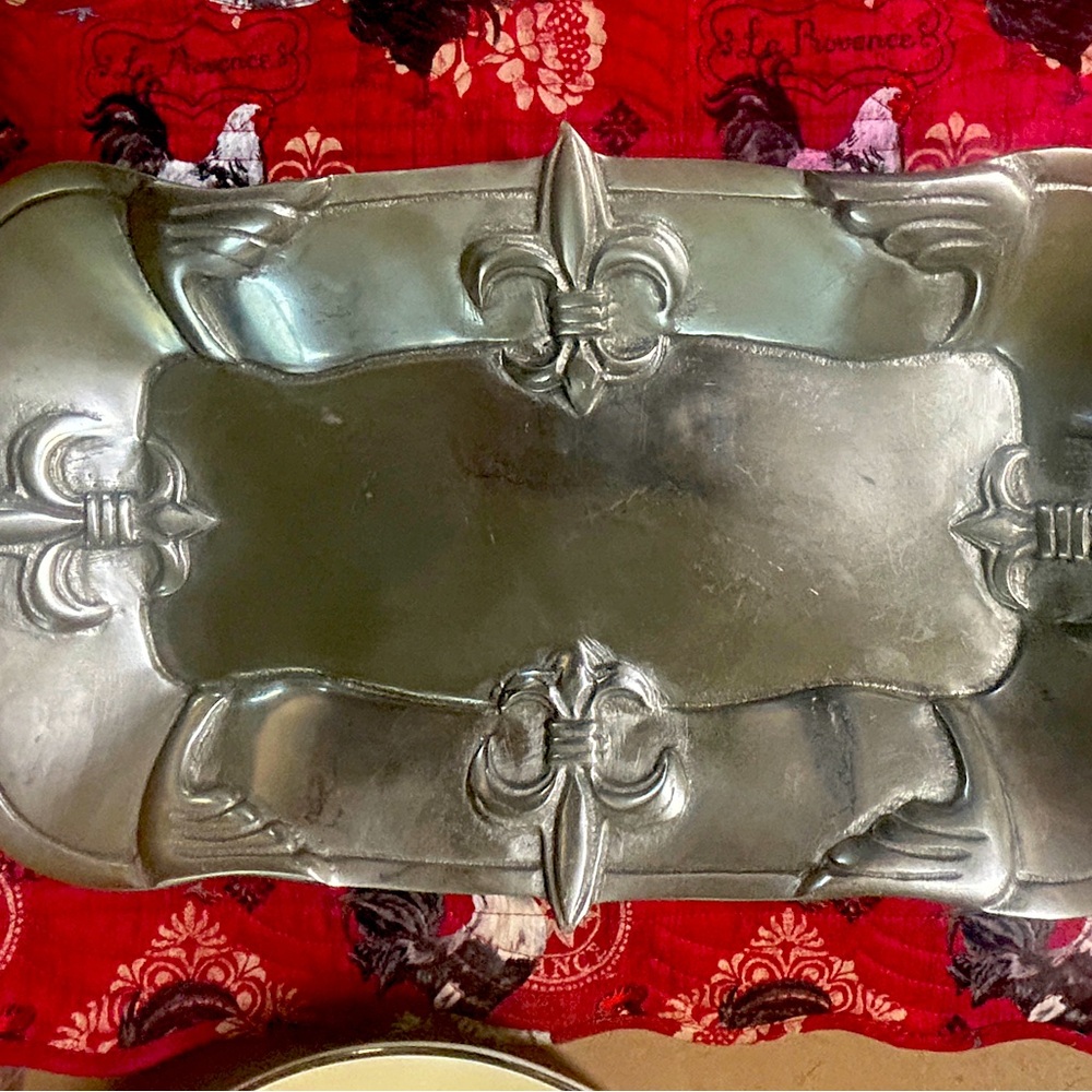 Fleur de lis silver tray medium size